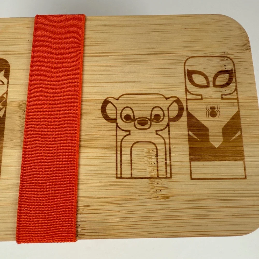Disney 2 tier Bento Box Bamboo Lid Multi Character lunch storage container 100th